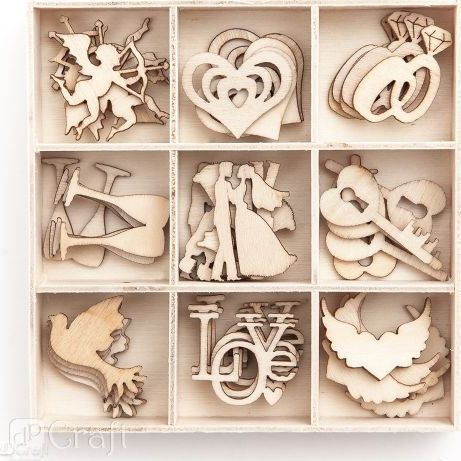 DP Craft Kształty z drewna DPCRAFT Ślub 45szt. Dalprint