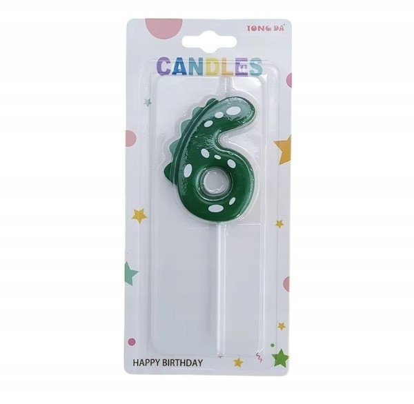 Świeczka Urodzinowa Na Tort / DINOZAUR / Świeczki na Urodziny / CYFRA 6