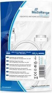 Kabel USB MediaRange USB-A - Lightning 1 m Biały (MRCS181)