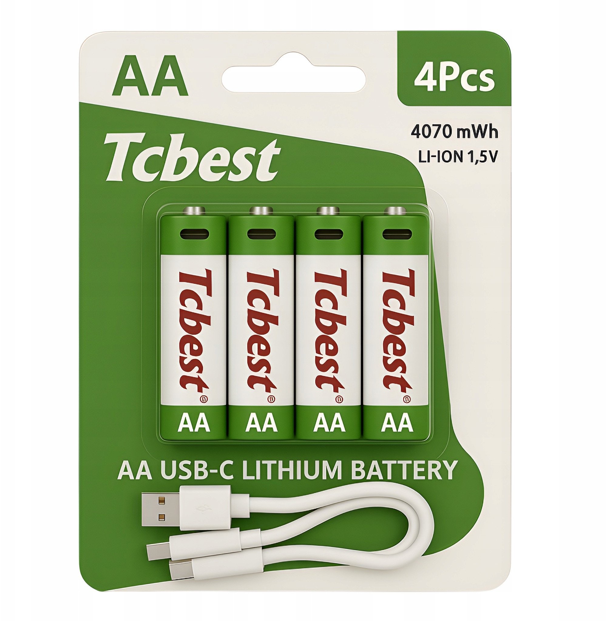 Hello Case Baterie Do Ładowania USB-C Akumulatorki AA Litowo Jonowy 4x Bateria Kabel