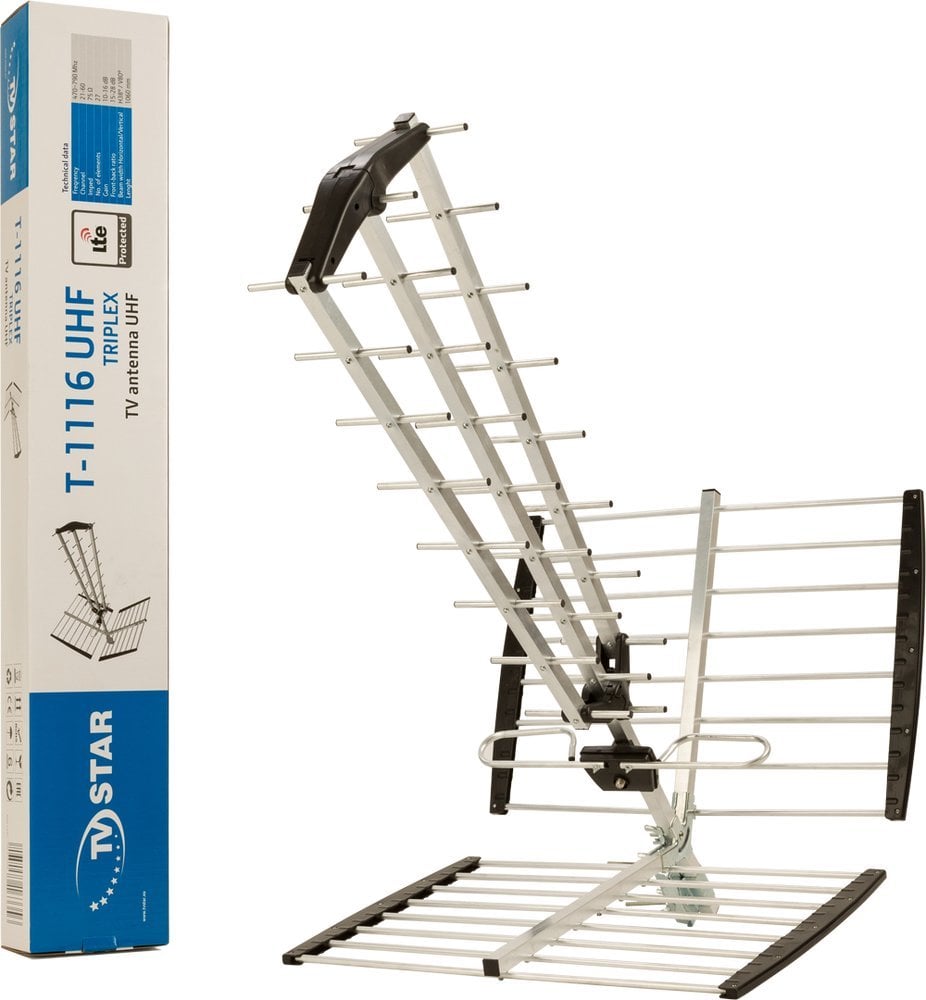 Antena RTV Estar TV Antena eSTAR T-1116 UHF Triplex LTE Juoda