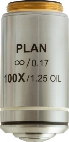 Mikroskop Levenhuk Obiektyw planarno-achromatyczny z korekcją do nieskończoności Levenhuk MED 100x