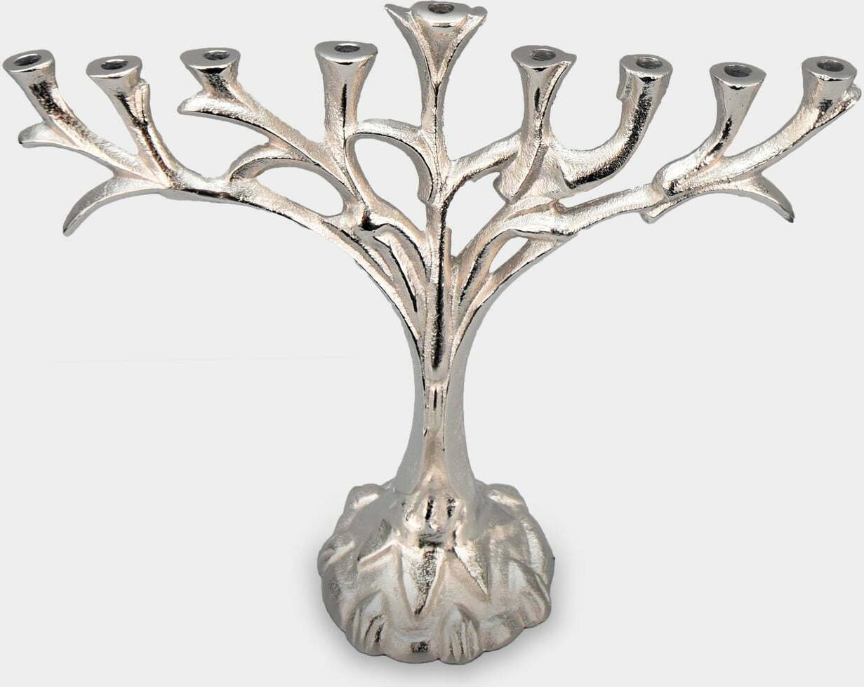 rzezbyzbrazu Świecznik Dziewięcioramienny Chanukija Judaistyczna Drzewo Życia Srebrna