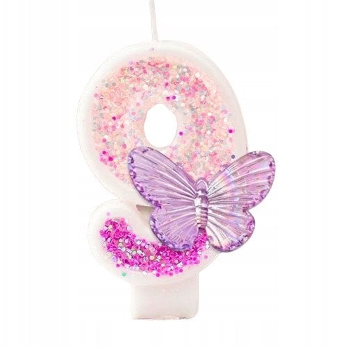 Świeczka Urodzinowa Na Tort / MOTYLEK / Świeczki na Urodziny / CYFRA 9