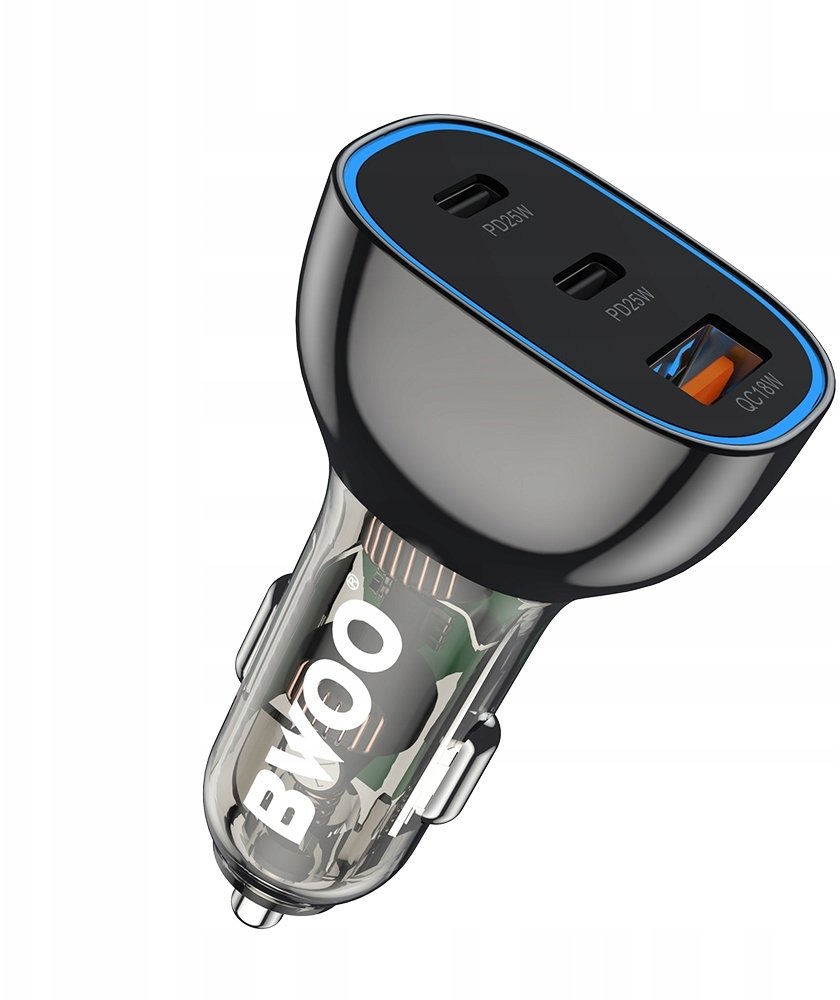 BWOO ładowarka samochodowa PD 2x USB-C 1x USB 68W czarna