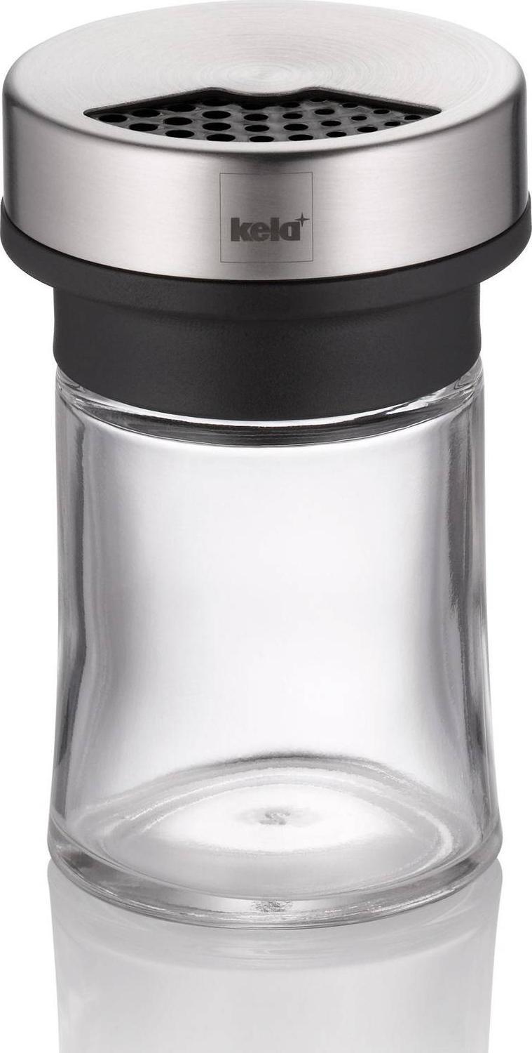 Kela wielofunkcyjny dozownik do przypraw, szkło/stal nierdzewna, 0,07 l, śred. 6 x 9,5 cm
