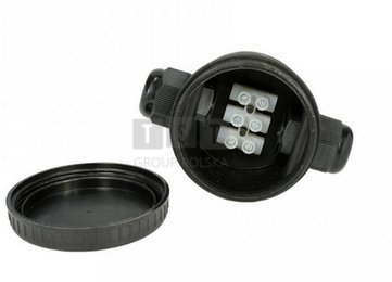 63.66 Puszka instalacyjna hermetyczna PI-M666 3P IP66 pokrywa na gwint średnica kabla 5-9mm kolor czarny 63.66