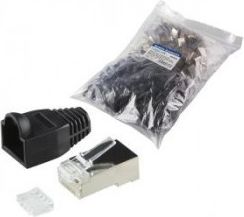 LogiLink Wtyki RJ45 CAT.6 100szt. ekranowane z osłoną, czarne-MP0022