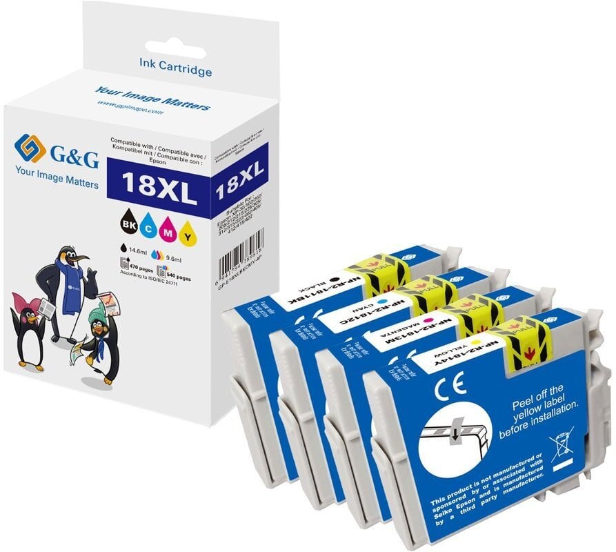 Tusz G&G Kartridże drukujące zestaw 4 sztuk do Epson 18XL/ T1816 BK/C/M/Y