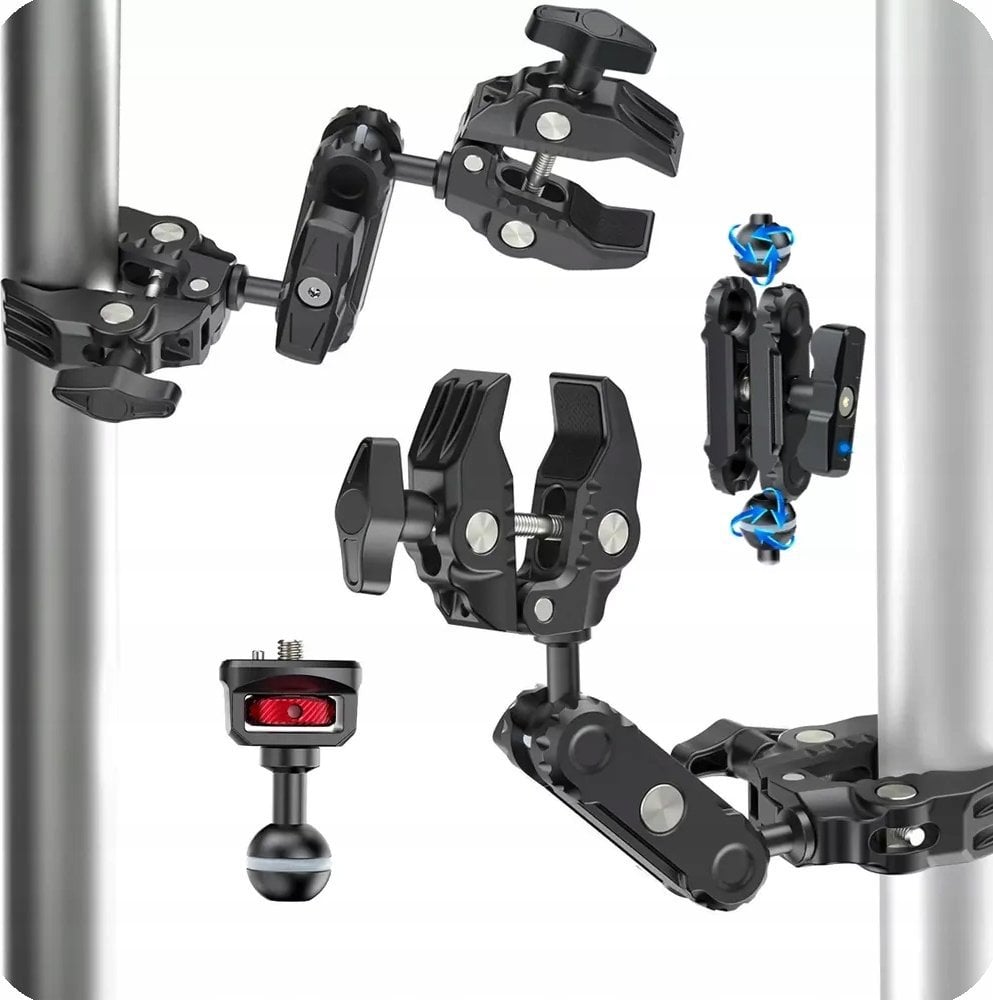 Ulanzi Mocowanie Uchwyt Imadło Magic Arm 2x Klips Zacisk + Głowica 3d 1/4"" / Ulanzi C017 / C046gbb1