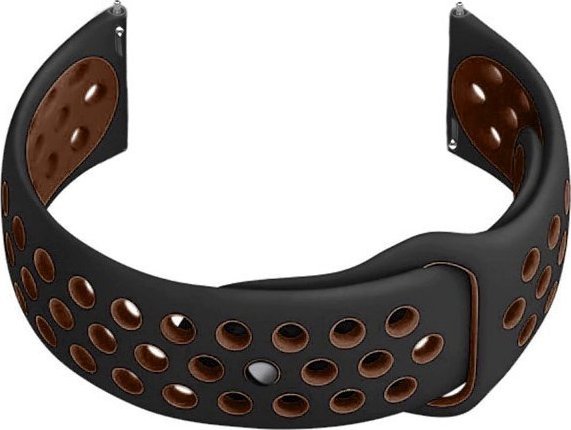 Pasek gumowy do smartwatch U11 - czarny/brązowy - 22mm