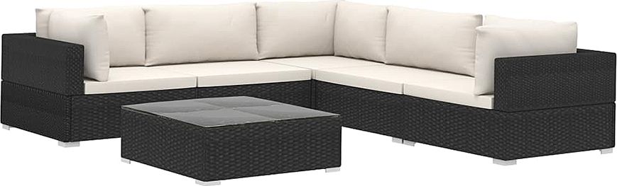 Elior 6-częściowy czarno-kremowy zestaw wypoczynkowy do ogrodu - Begi 6A