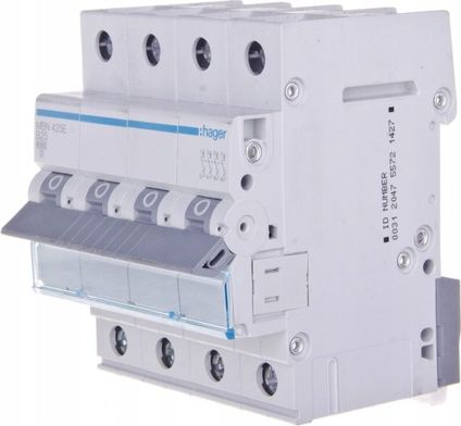 Hager Wyłącznik nadprądowy 4P B 25A 6kA AC (MBN425E)