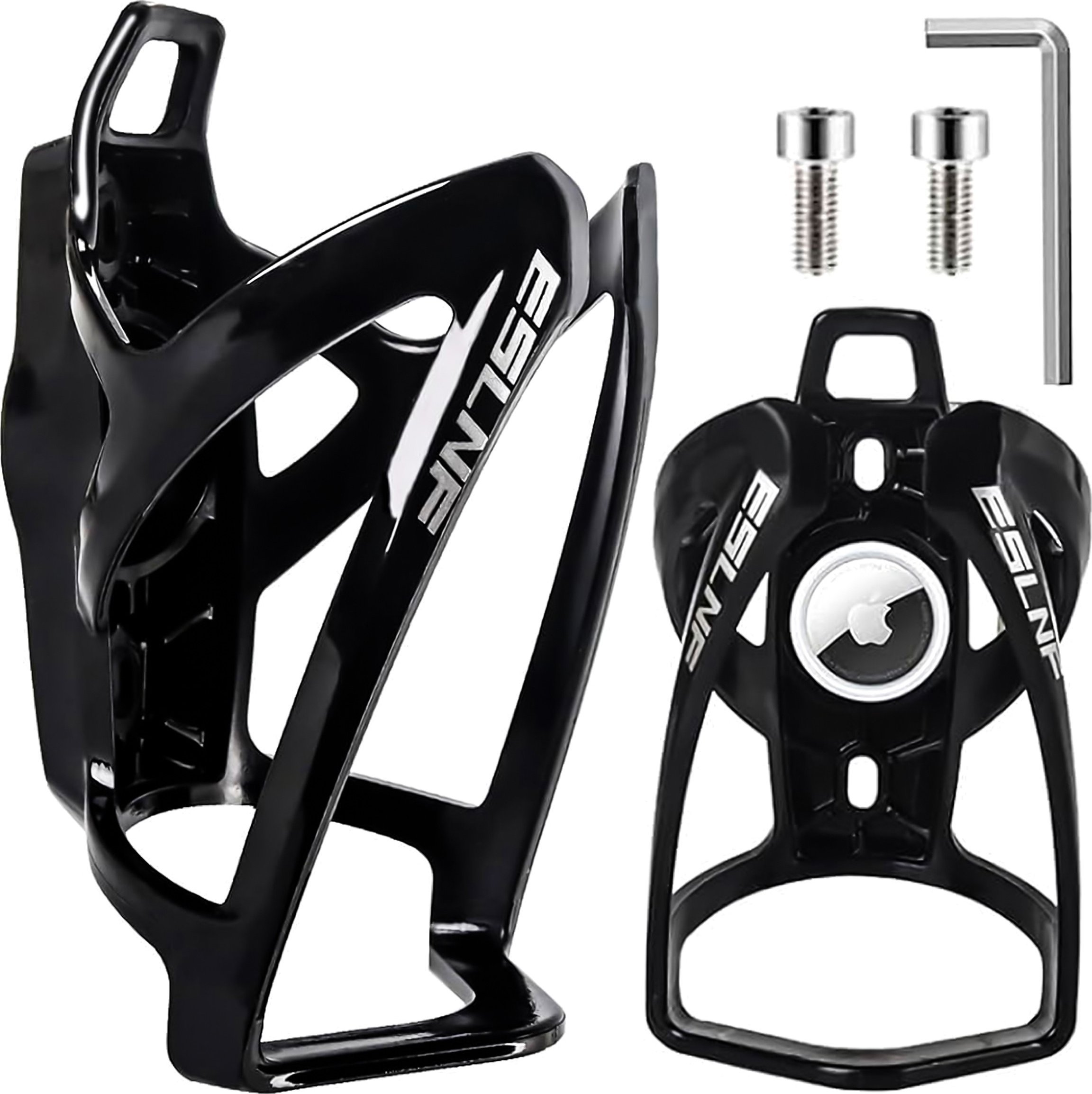 4kom.pl Koszyk na bidon napój butelkę wodę uchwyt rowerowy do roweru bidonu uniwersalny z miejscem na Airtag Czarny