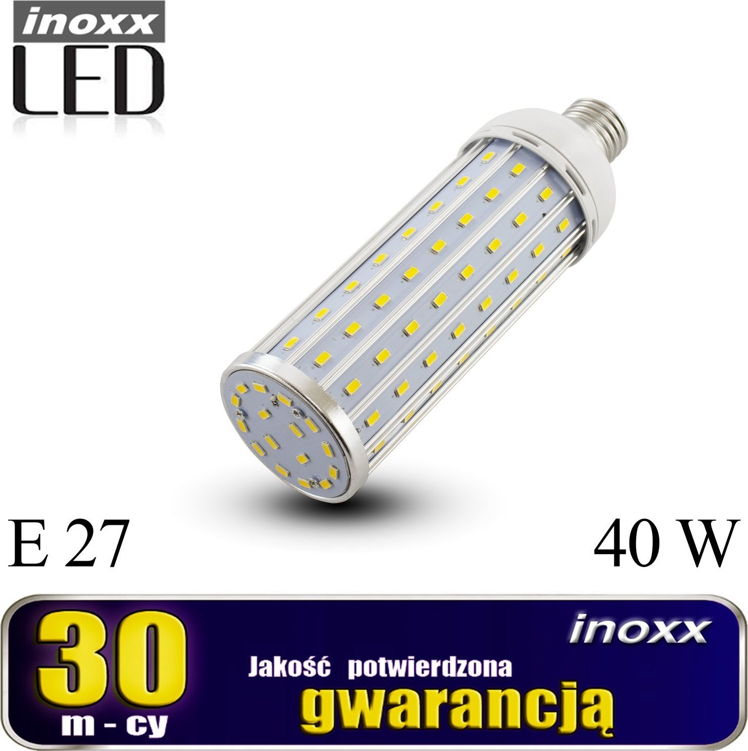 Nvox Żarówka e27 led corn 40w metalowa 6000k zimna