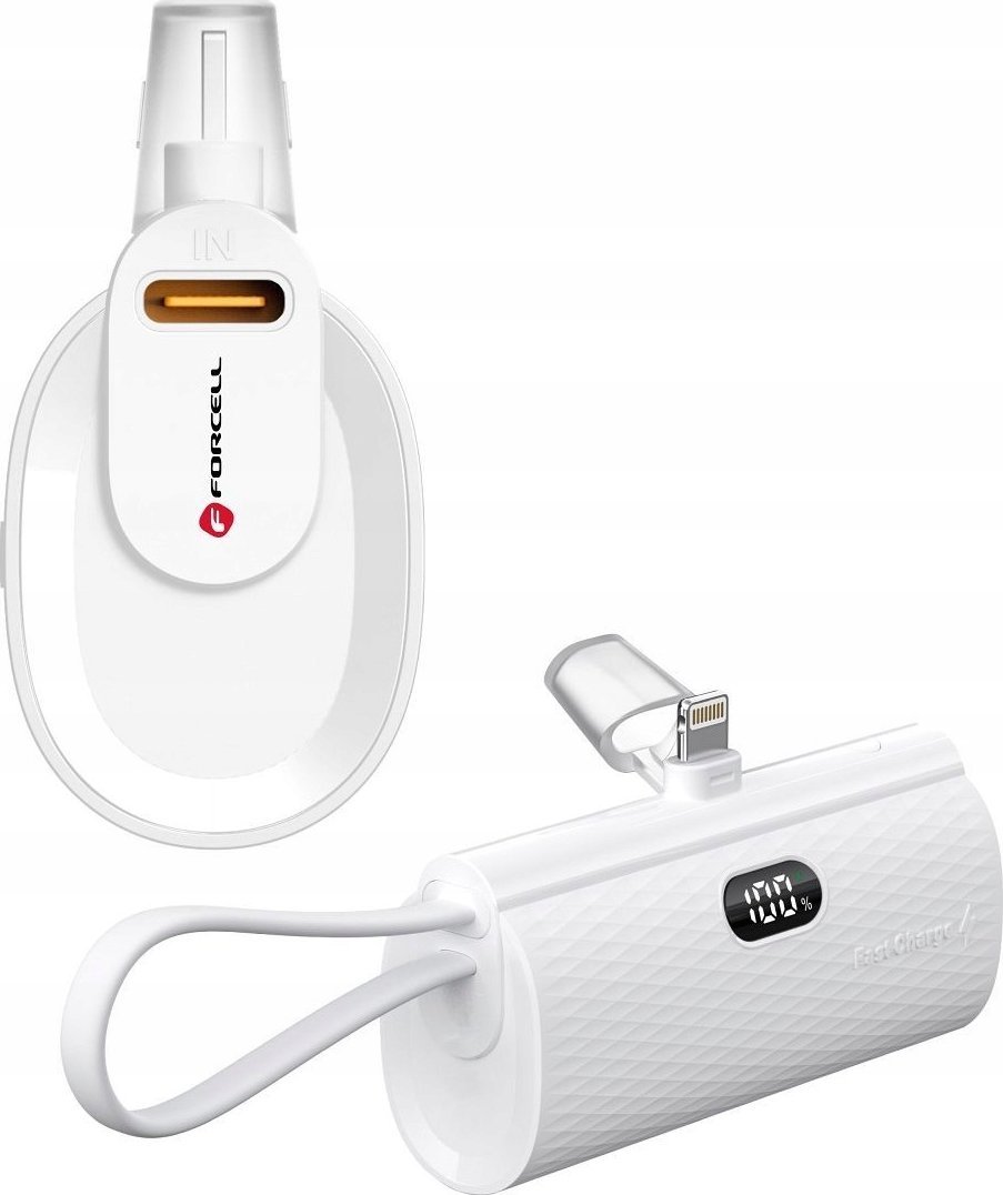 Powerbank ForCell FORCELL F-ENERGY Power Plug F5K3 powerbank 5 000mAh z wbudowanym złączem do Lightning 8-PIN PD 20W biały