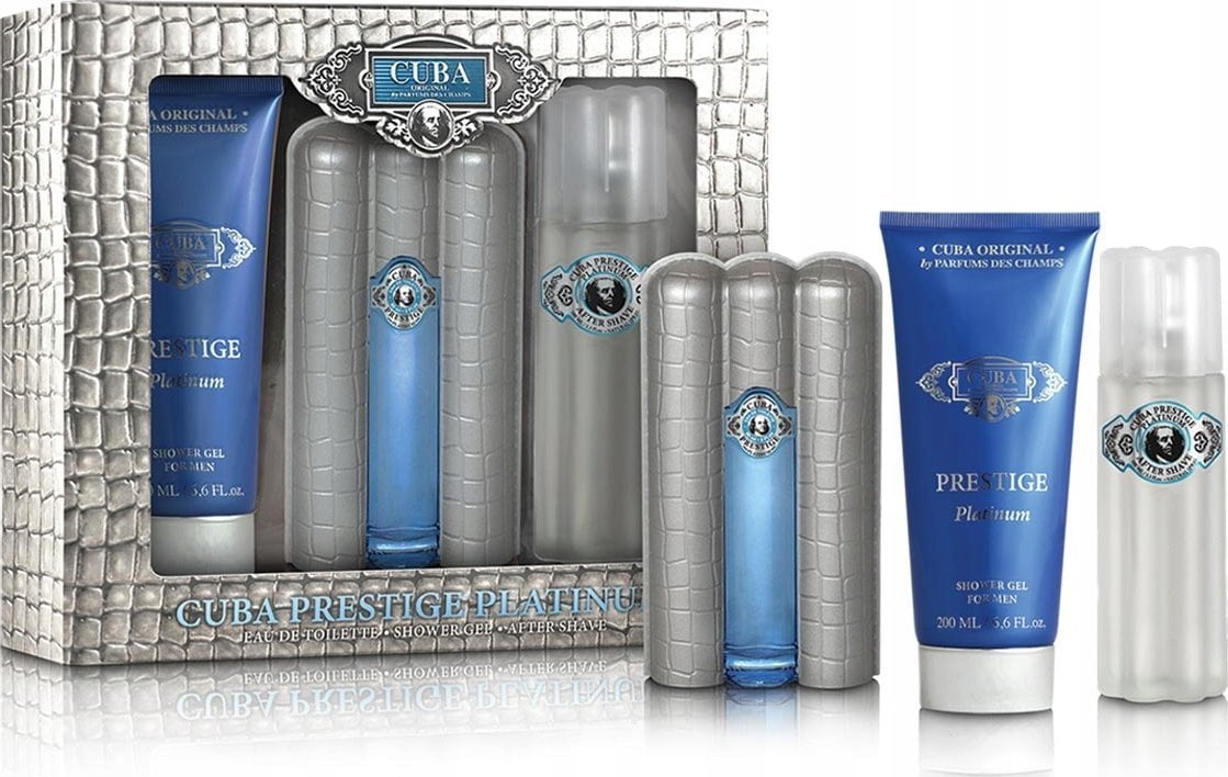 SET CUBA ORIGINAL Prestige Platinum EDT spray 90ml + SHOWER GEL 200ml + AS Lotion 100ml