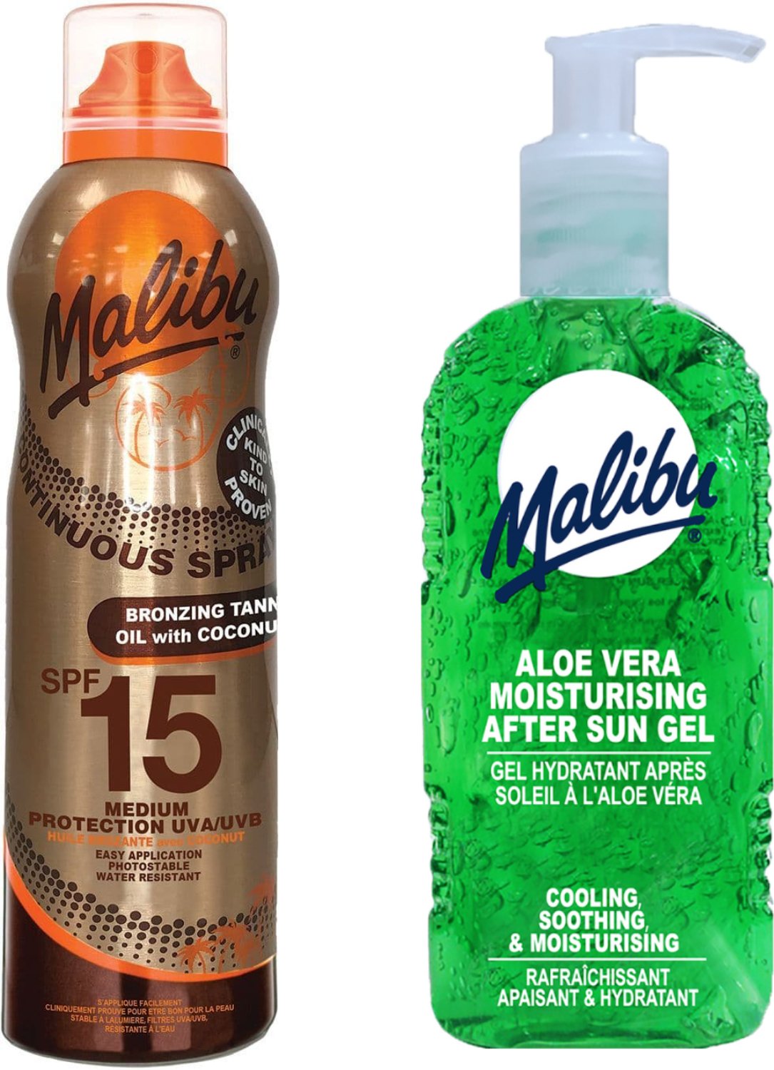 Malibu Oil SPF15 Olejek Z kokosem 175ml + Aloe Żel Po Opalaniu 200ml