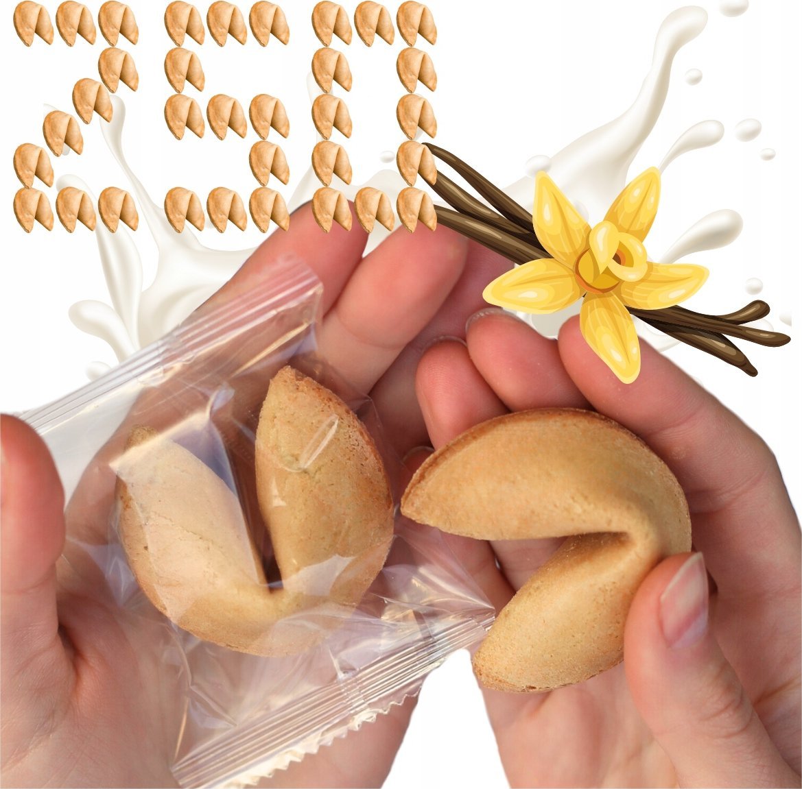 MagiaCiast CIASTECZKA Z WRÓŻBĄ Podziękowania na WESELE URODZINY 250 szt DUŻA PACZKA