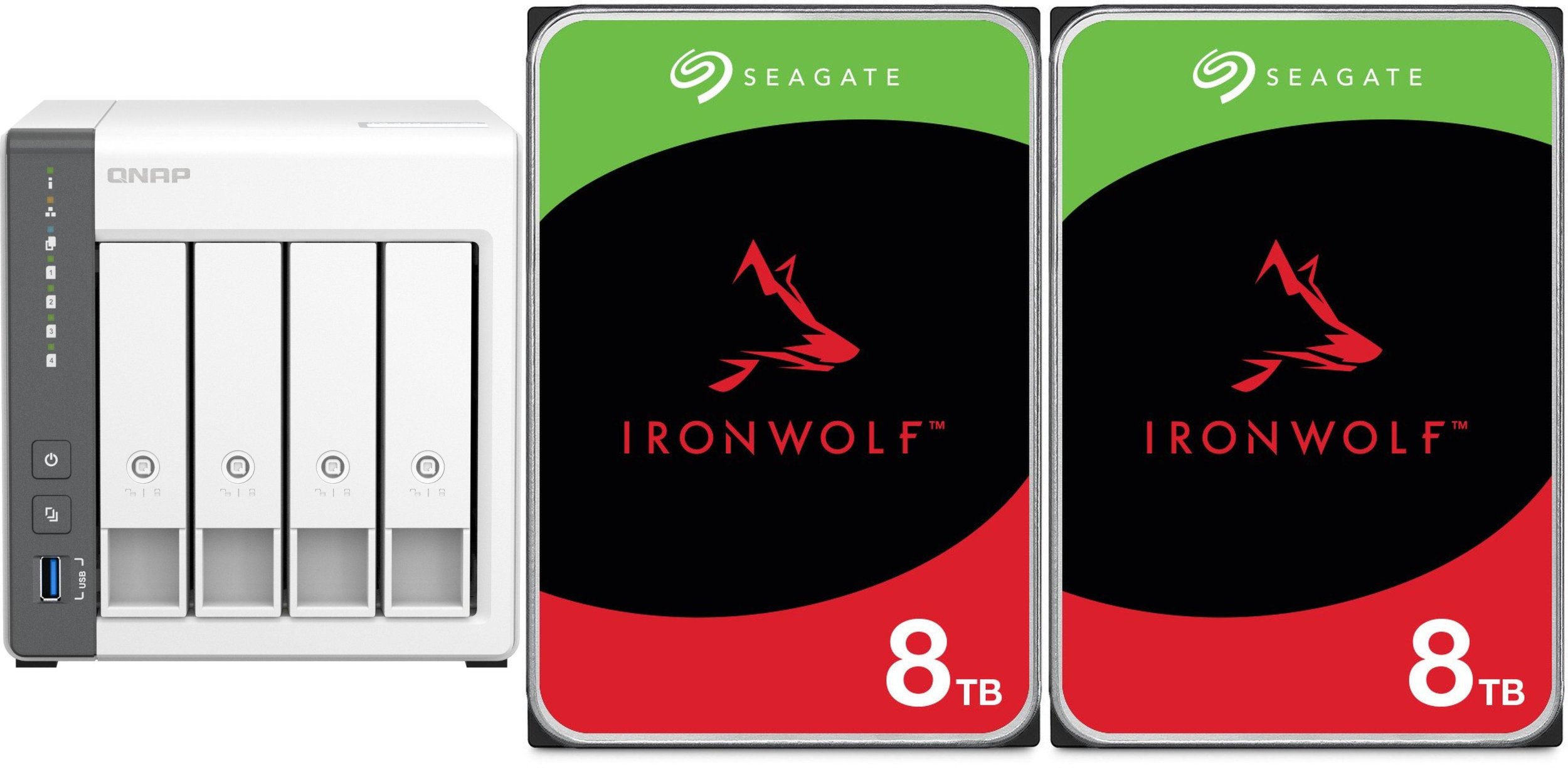 Serwer plików Qnap TS-433-4G + 2x Seagate IronWolf 8TB (ST8000VN004)