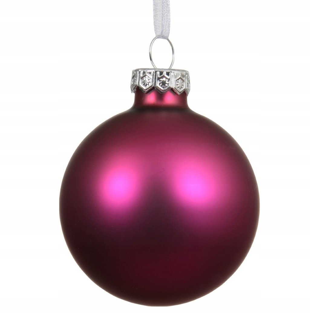Bombka choinkowa szklana okrągła duża fuksja różowa 10cm 1szt