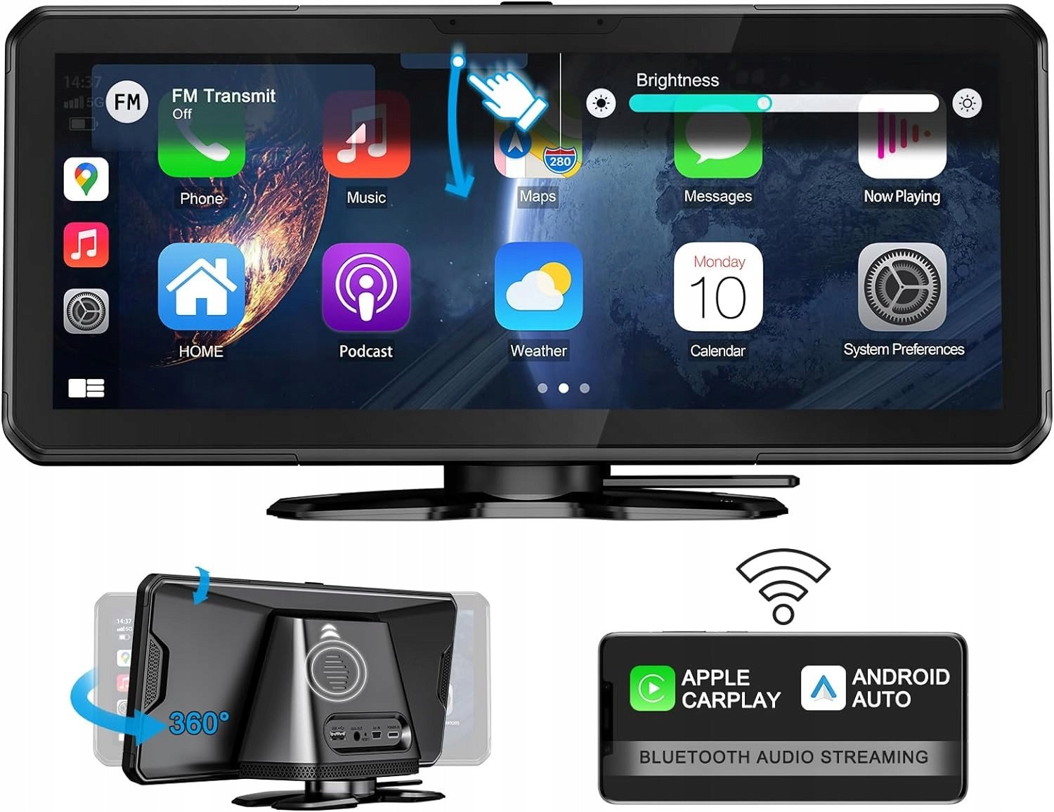 Radio samochodowe URVOLAX UR73C Apple Carplay Auto Wireless Android 10,26"