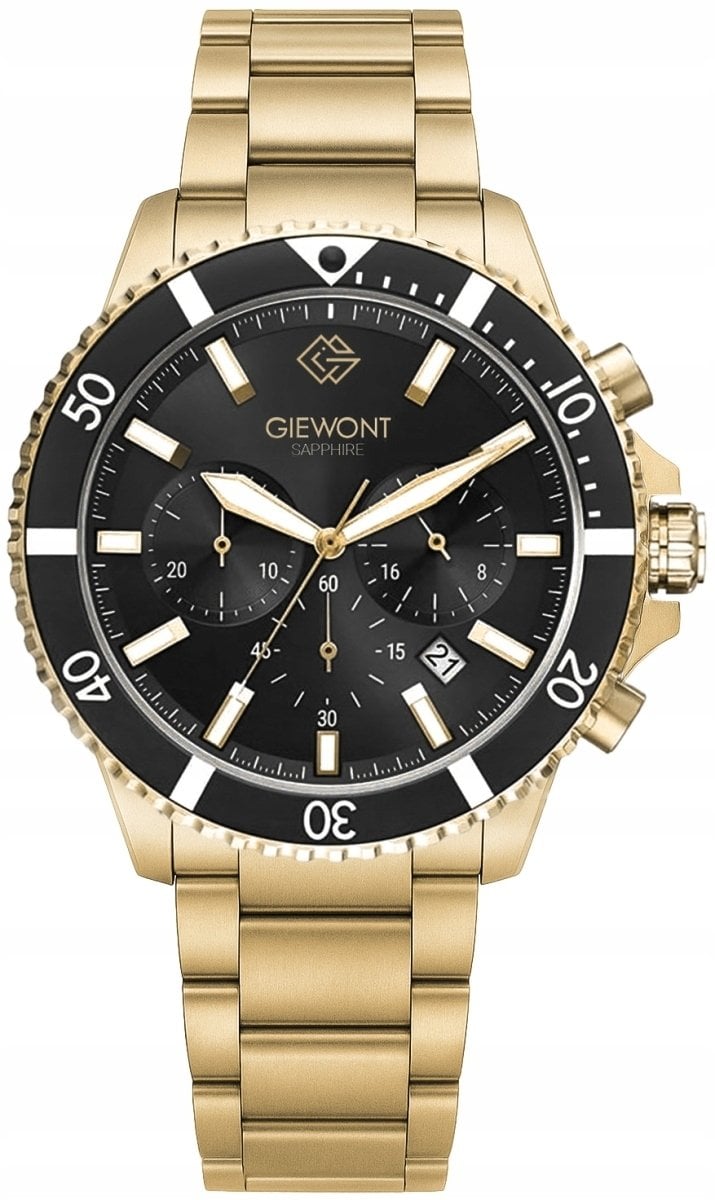 Zegarek Giewont Zegarek Męski Chronograph Sapphire Złoto Czarny GW3970-B7