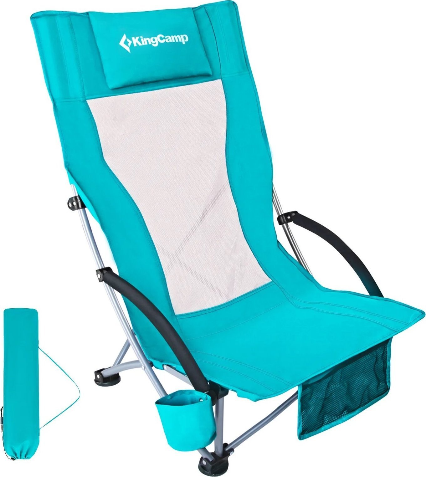 King Camp Krzesło Turystyczne Kempingowe Wędkarskie Składane KING CAMP Cyan Wysokie