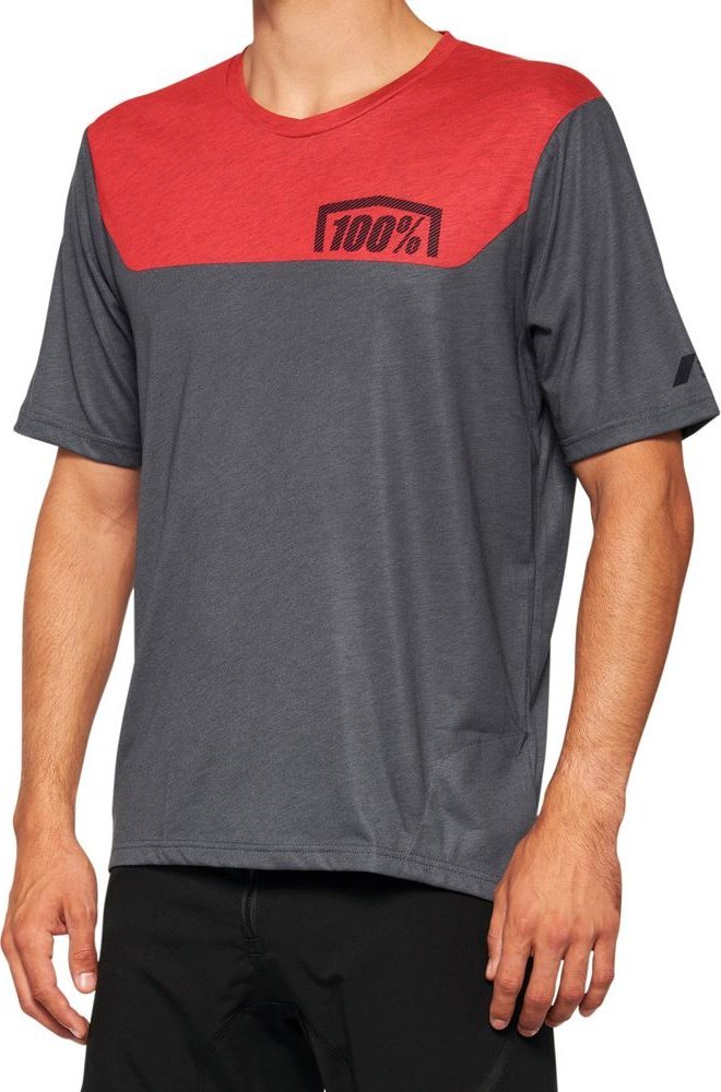 100% Koszulka męska 100% AIRMATIC Jersey krótki rękaw charcoal racer red roz. M (NEW 2022)