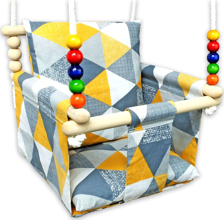Huśtawka Elior Żółto-szara huśtawka dziecięca drewniana - Ankara