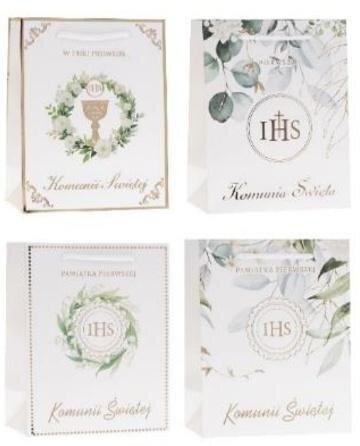 Torebka prezentowa M 26x33x13cm Komunia MIX