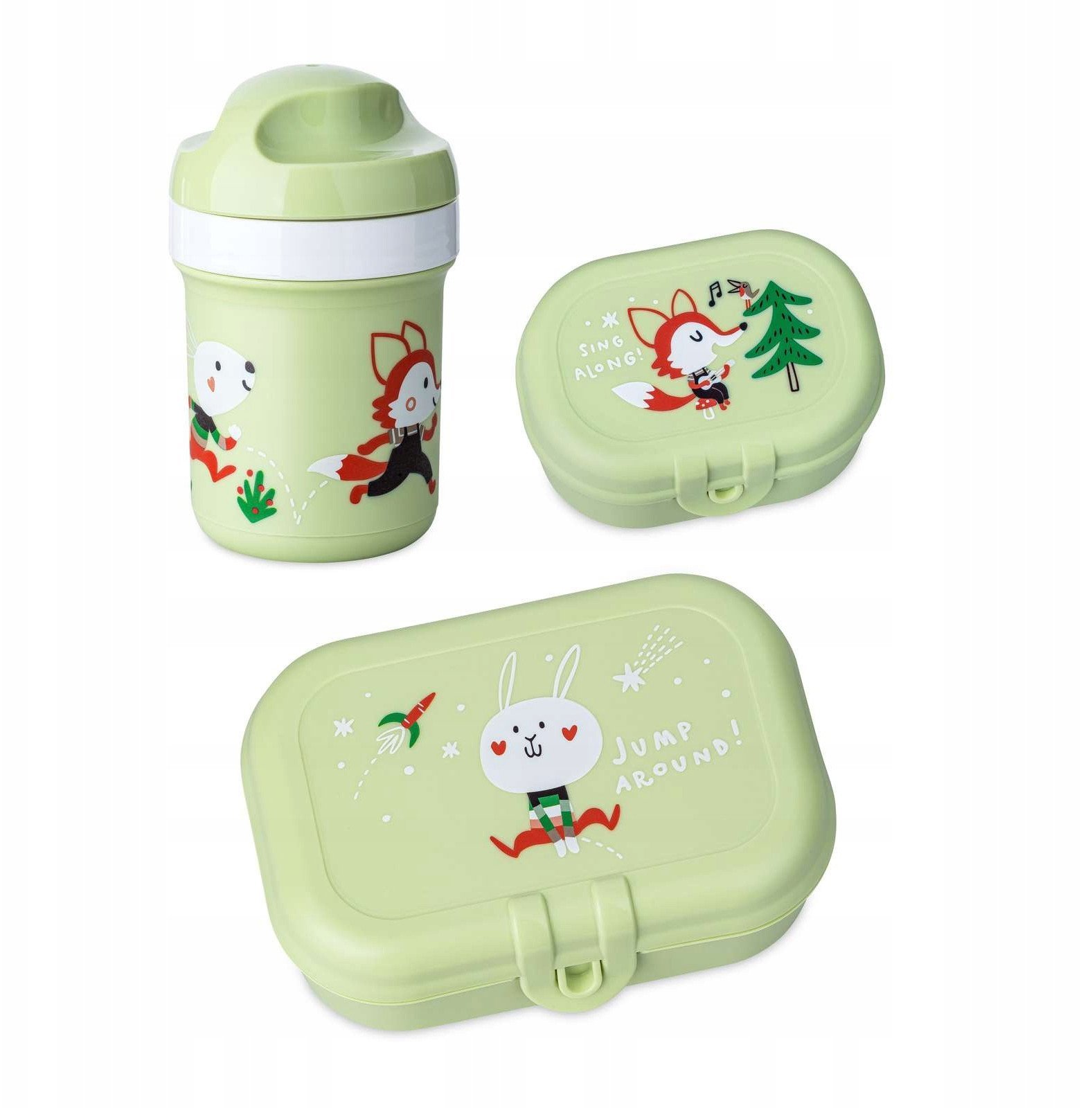 Zestaw: bidon 200 ml i śniadaniówka HOP ON AT HOME, 3-częściowy, KOZIOL