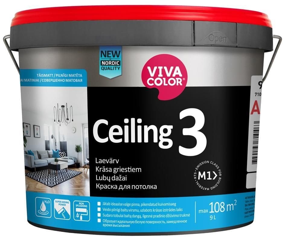 Vandeniniai dazai luboms VIVACOLOR Ceiling 3 Ap, 9 l, balti visiskai matiniai