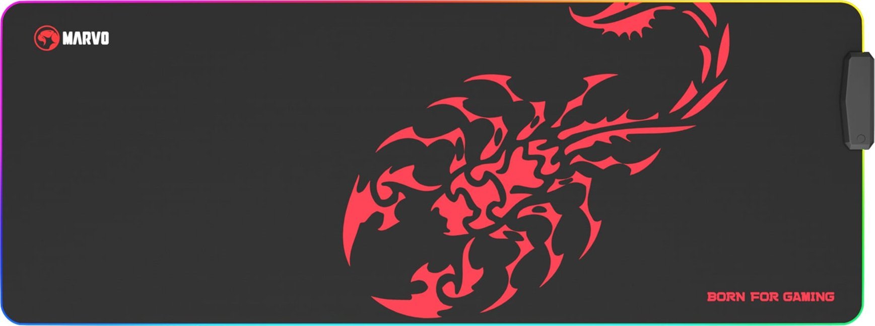 Podkładka Marvo RGB Podkładka pod mysz, SCORP XL, czarna, 800 x 300 mm, 4 mm, Marvo, Hub USB