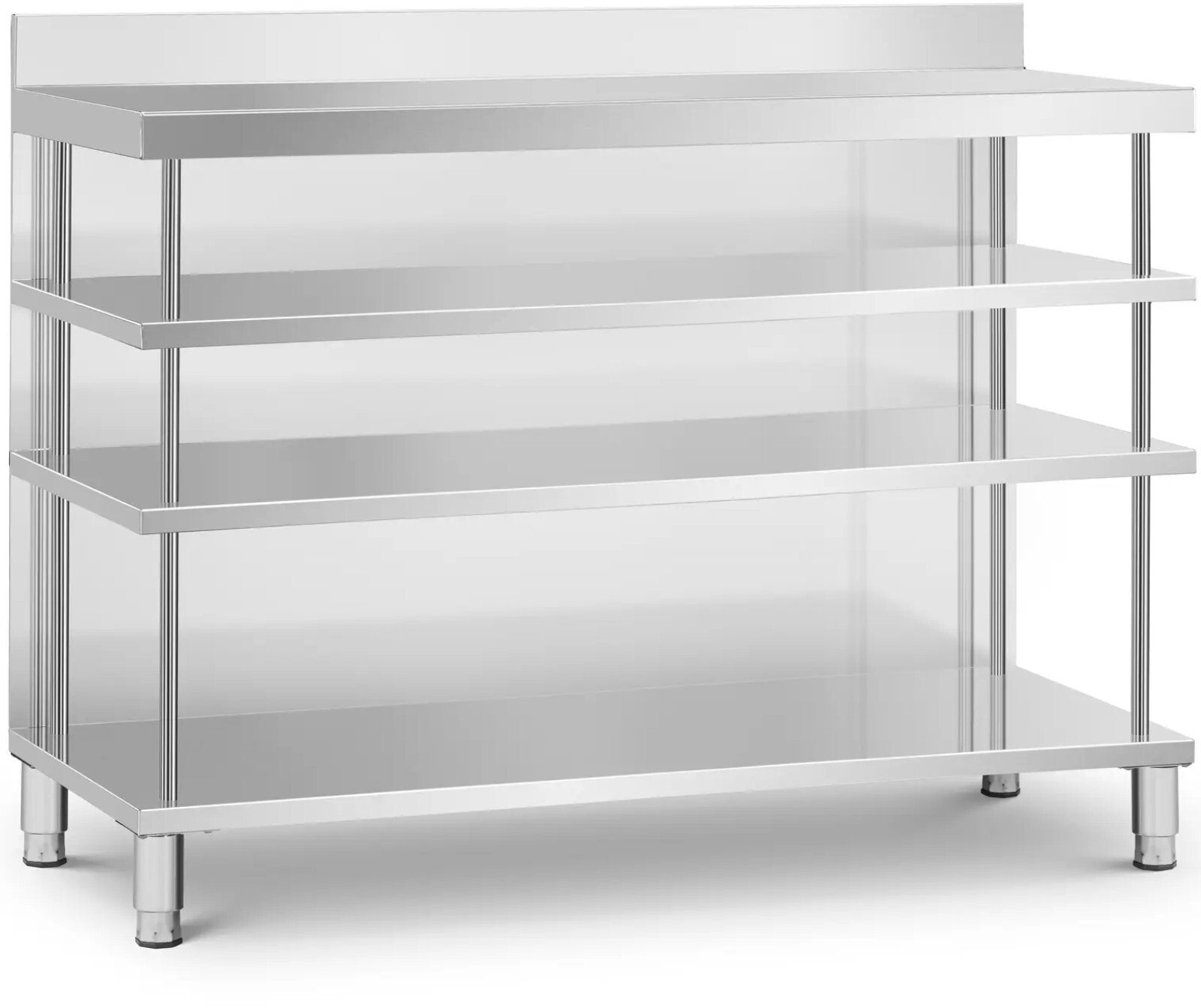 Stół blat barowy roboczy gastronomiczny z rantem 4 półki STAL 150 x 60 x 105 cm Stół barowy roboczy gastronomiczny z rantem 4 półki STAL 150 x 60 x 10
