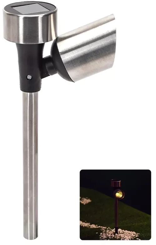 Reflektor ogrodowy solarny LED ze stali nierdzewnej biały ciepły 2700K