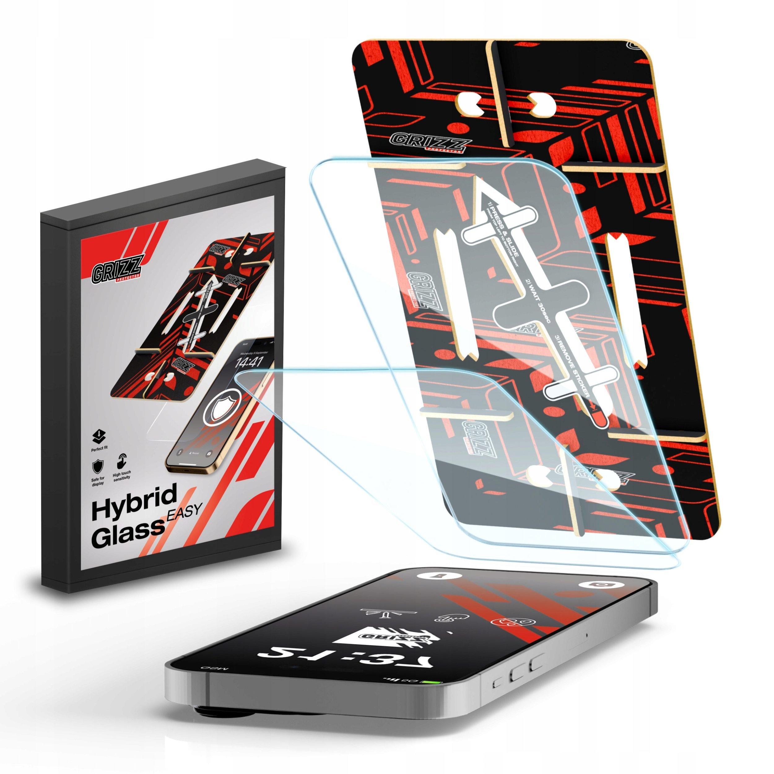 Szkło hybrydowe GrizzGlass HybridGlass Easy do Apple iPhone 12 [2 PACK]