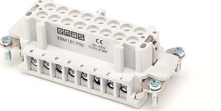 Emas Wsad żeński do pokrywy metalowej 16 pin lub 32 pin (piny 1-16), 16 A T0-EB016CP00