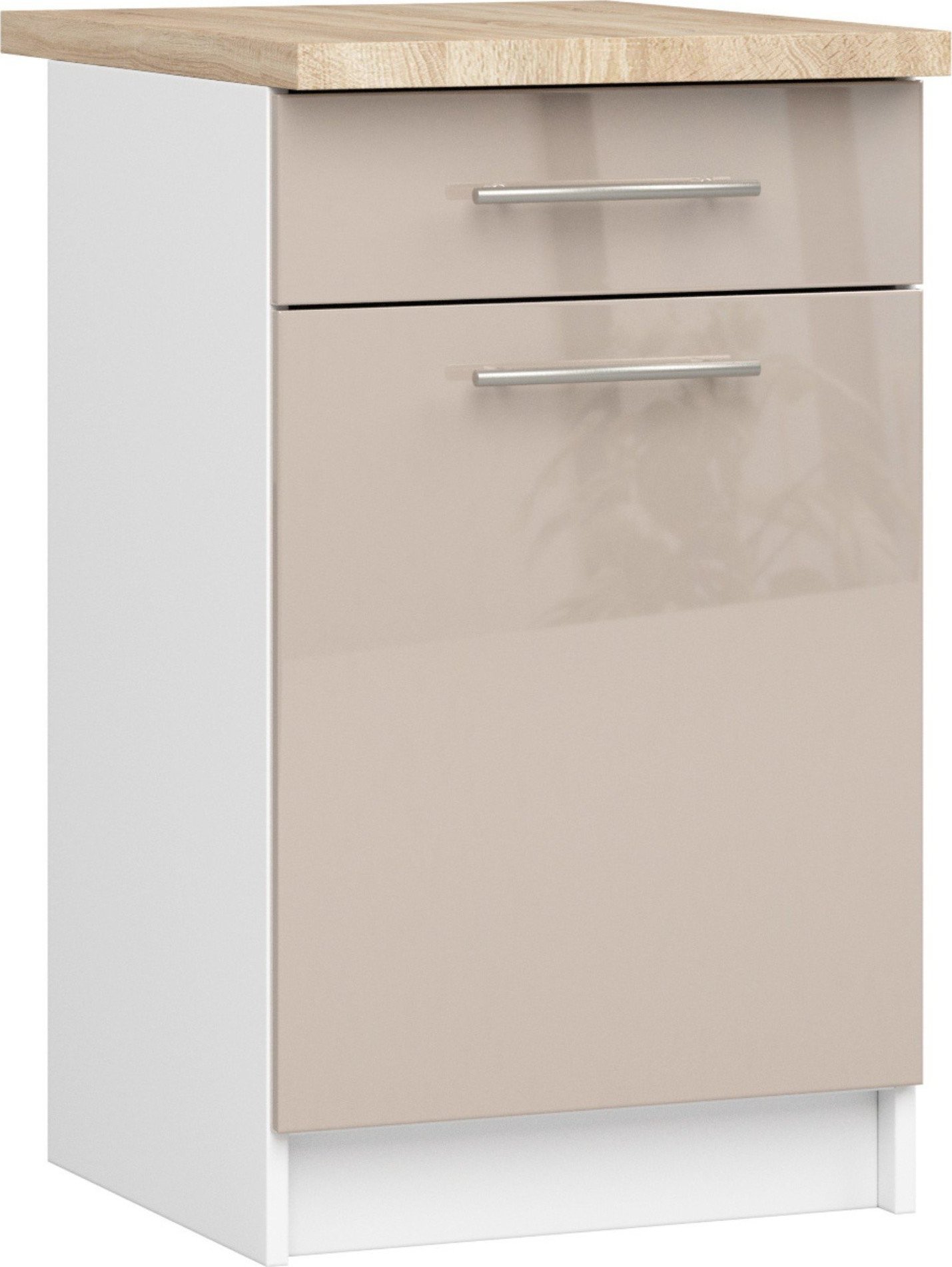 Fabryka Mebli Akord SZAFKA KUCHENNA OLIWIA S 50cm 1D 1S + BLAT BIAŁA / CAPPUCCINO POŁYSK