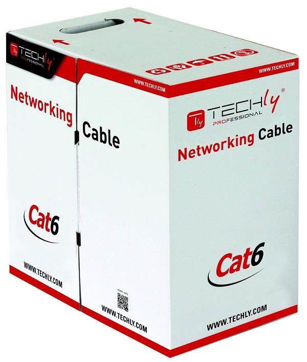 Techly Kabel instalacyjny skrętka, UTP, Cat6, drut, CCA, 305m, niebieski (025619)