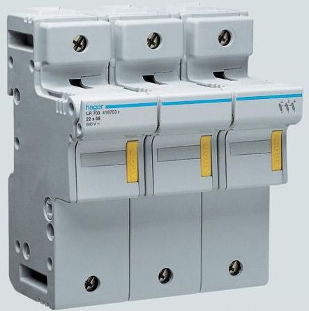 Hager Modułowa podstawa bezpiecznikowa 3P L58 bezpiecznik 22x58mm, 125A 500V (LR703)