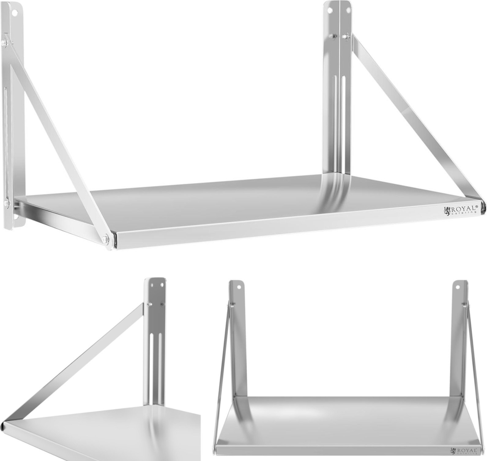 Royal Catering Półka ścienna składana stalowa nierdzewna 80x45cm Półka ścienna składana stalowa nierdzewna 80x45cm