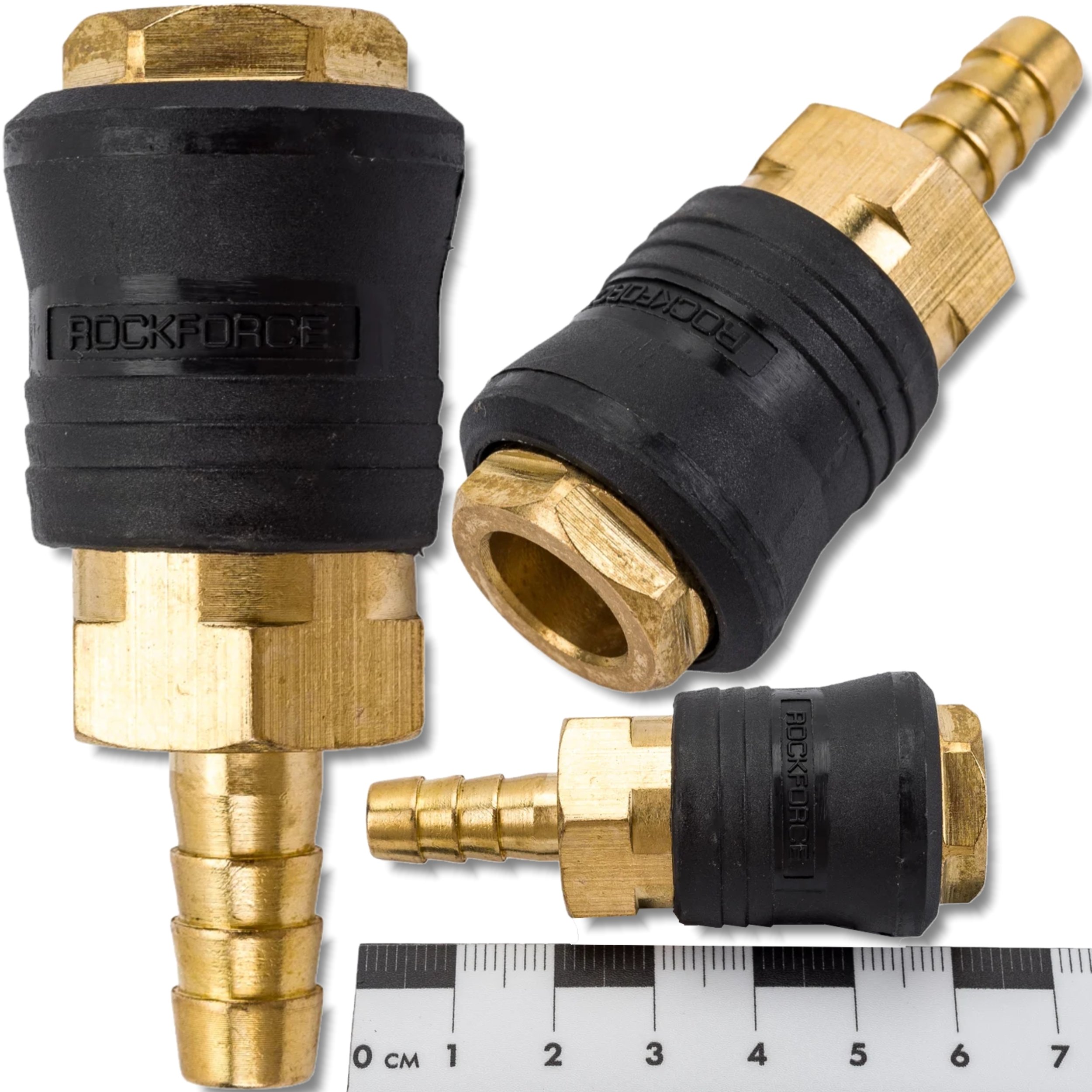 ROCKFORCE Szybkozłącze PNEUMATYCZNE z ZAWOREM jodełka 8mm ONE TOUCH