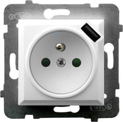 Ospel Ospel AS biały - gniazdo z uziemieniem + USB GP-1GZPUSB/m/00