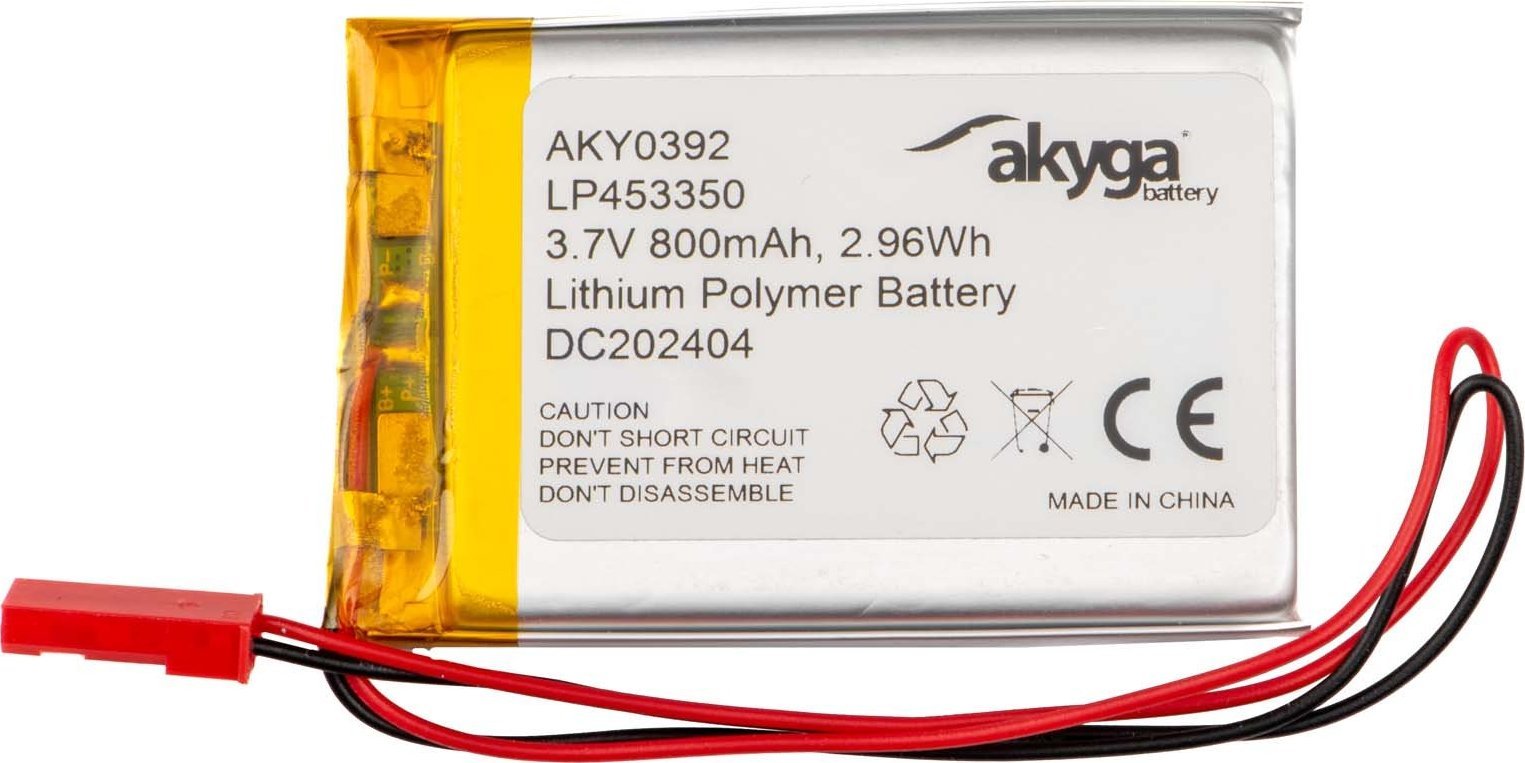 Akumulator Li-Po LP453350 Akyga AKY0392 3.7V / 800mAh PCM złącze JST 2-Pin 150mm