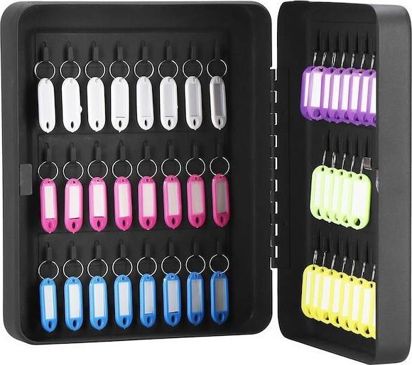 Springos Skrzynka na klucze z 48 zawieszkami, metalowy sejf, kasetka czarna UNIWERSALNY