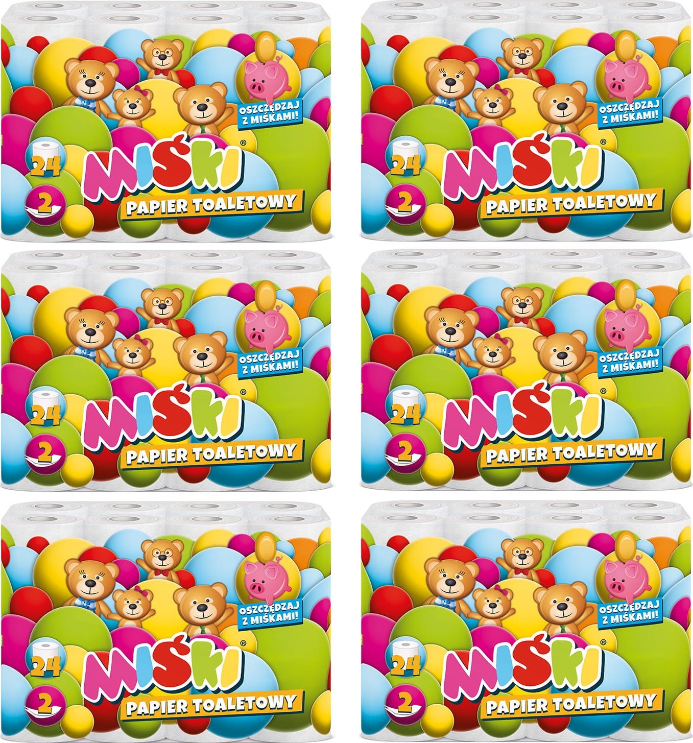 Miśki Papier toaletowy 24R MIŚKI 2W MIX - 144 Rolki