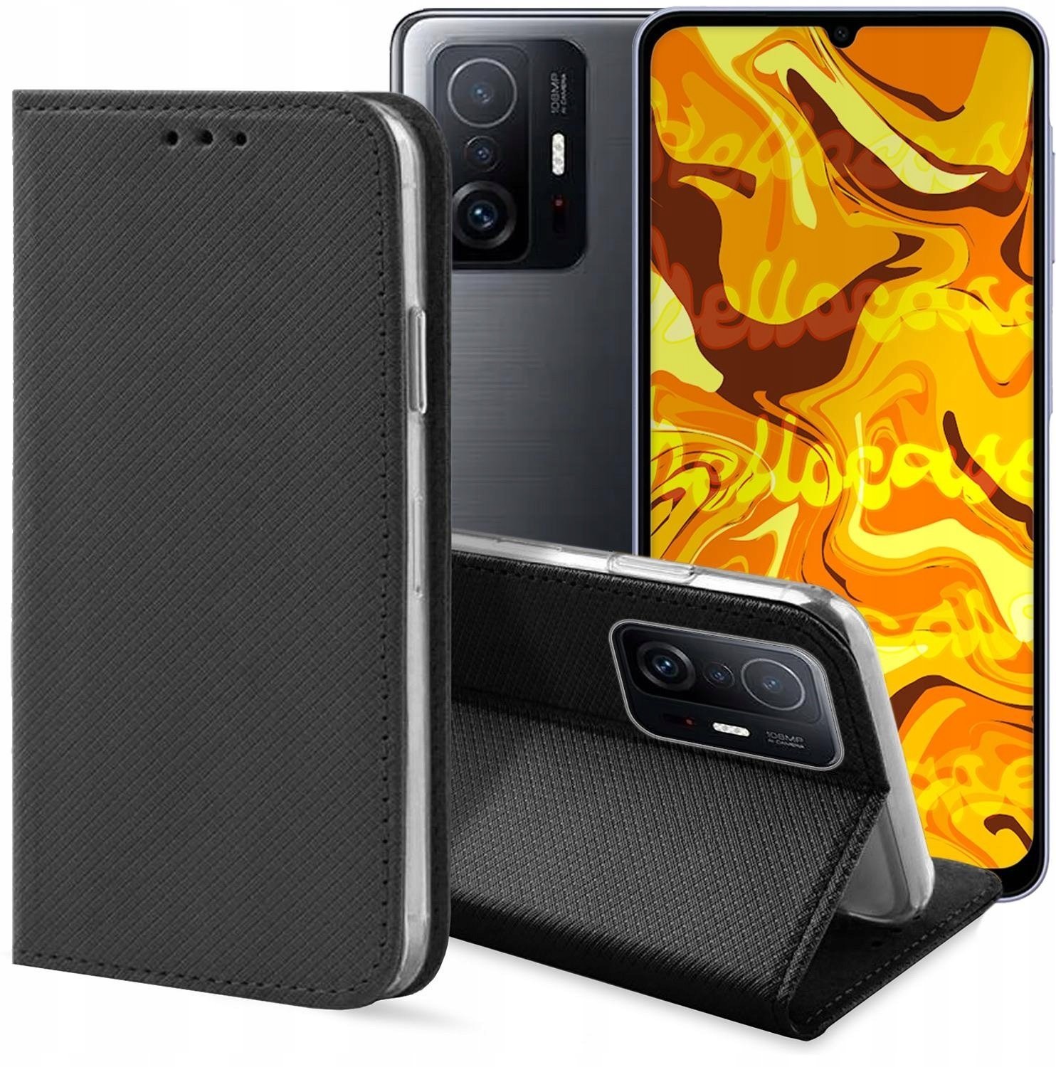 Etui z Klapką Do Xiaomi 11T / 11T Pro (Czarne, Zamykane, Magnetyczne, Case)