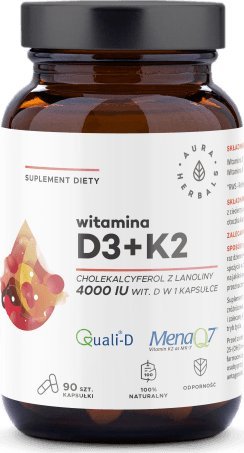Aura Herbals Witamina D3 4000 IU + K2 90 kaps. AURA HERBALS