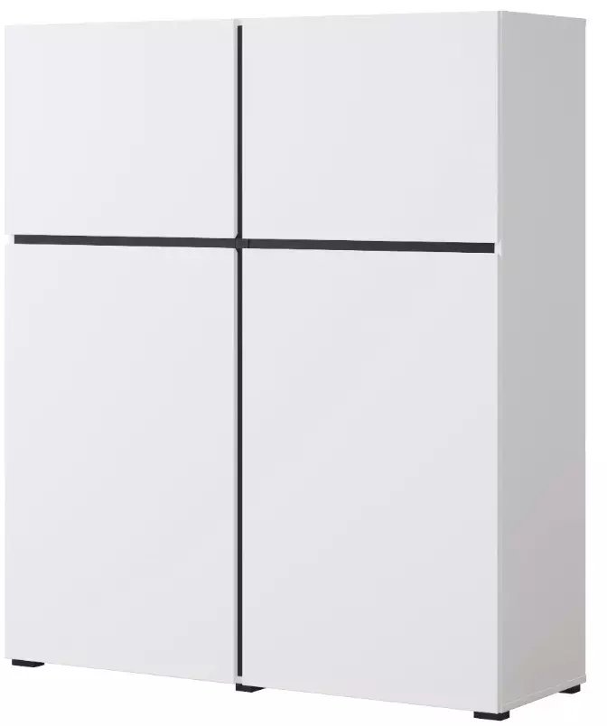 Komoda wysoka CROSS 4D 119cm biała/czarna HELVETIA
